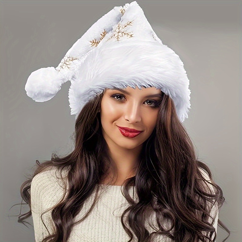 Santa Hat Plush - Chapéu de Papai Noel Branco de