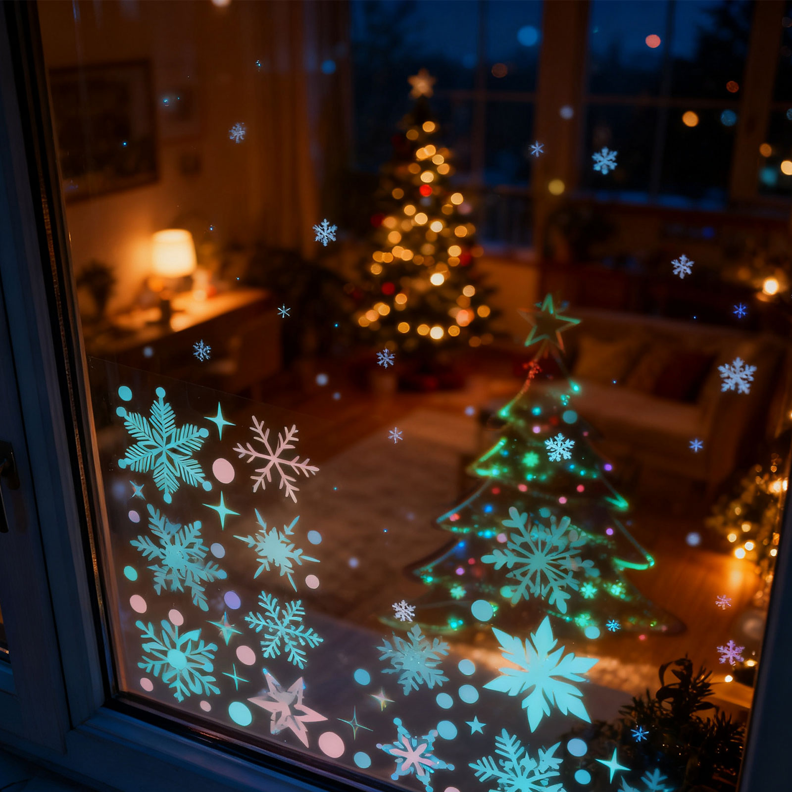 Snowflake Window Decal - 3 folhas de adesivos de floco