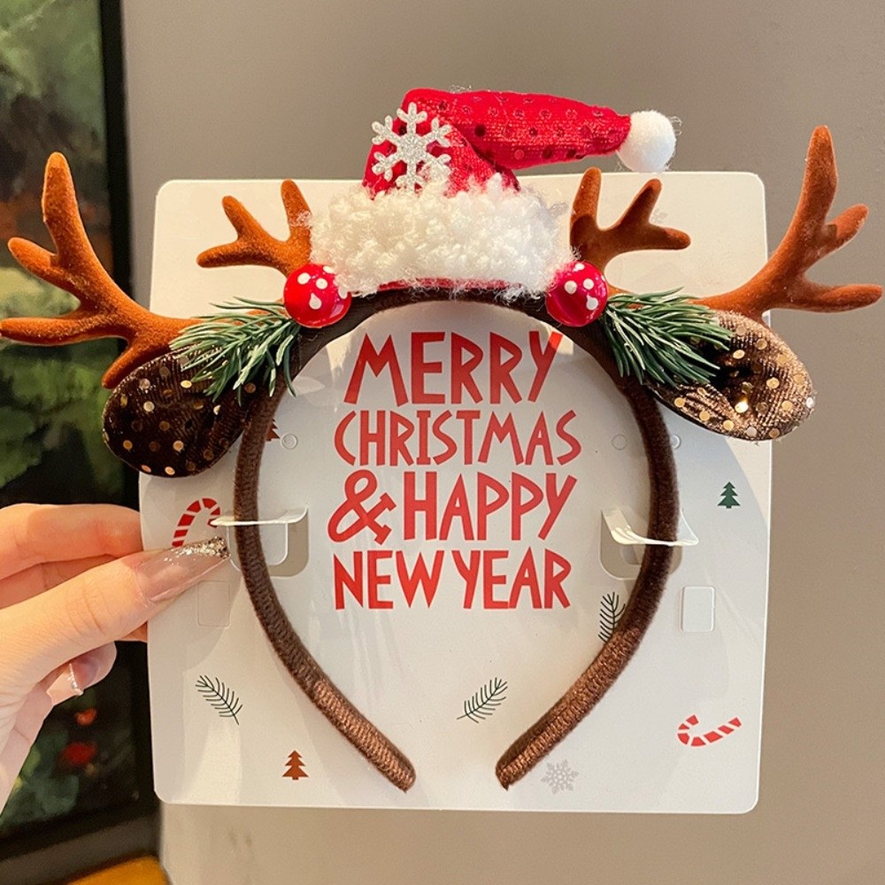 Reindeer Antlers Headband - Tiara de Cosplay de Veludo Vermelho
