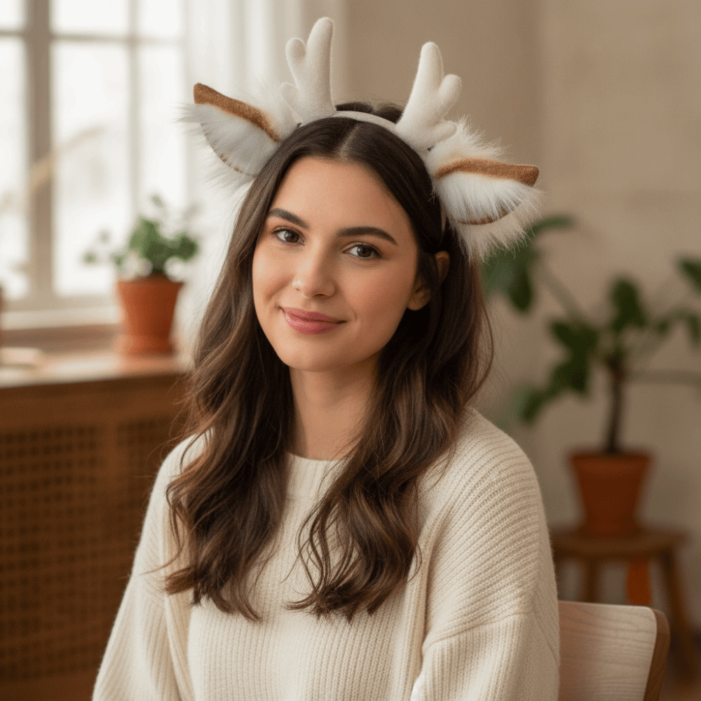 Tiara de Chifres de Rena Feita - Reindeer Antlers Headband avaliação e preço