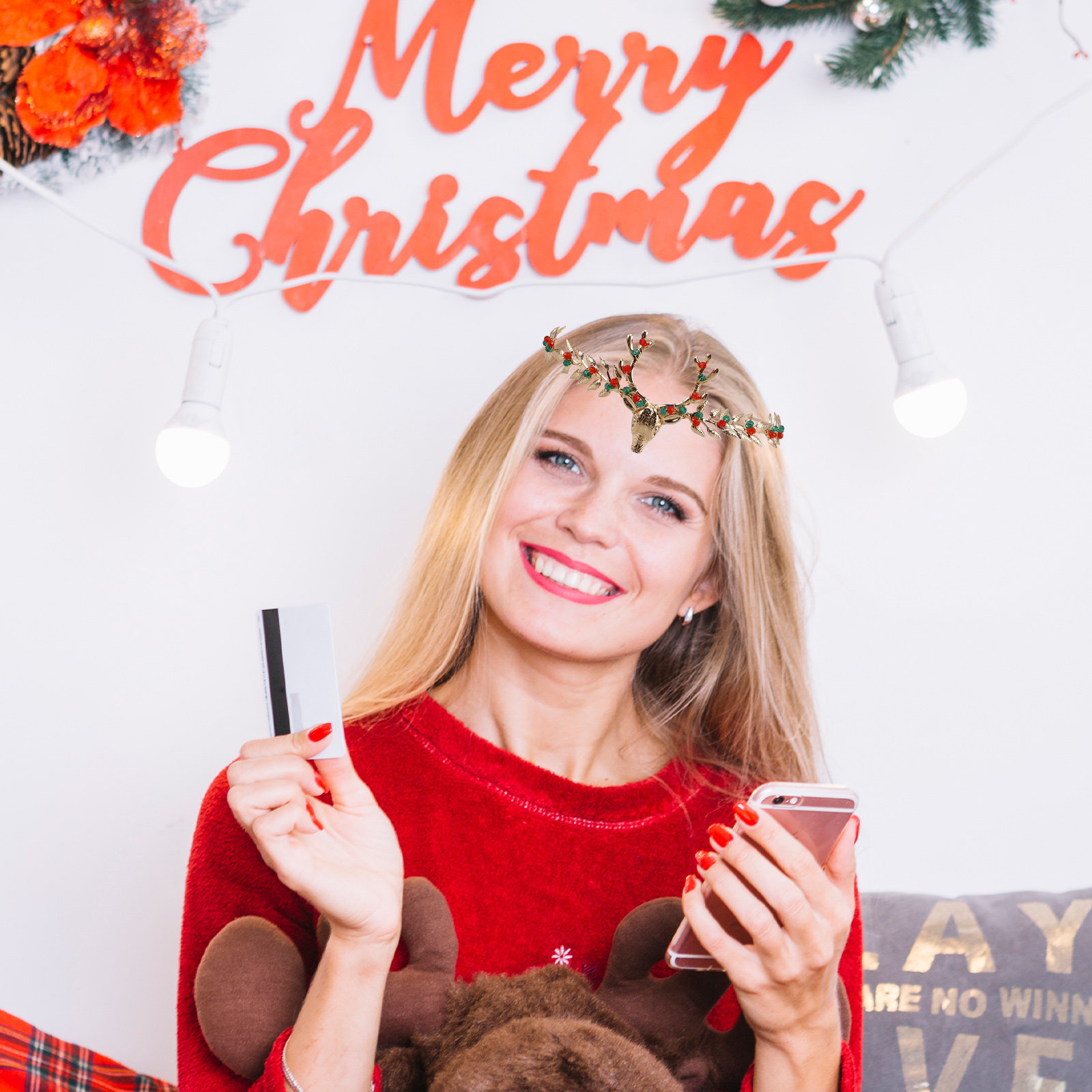 Tiara de Rena de Natal com Chi - Reindeer Antlers Headband avaliação e preço