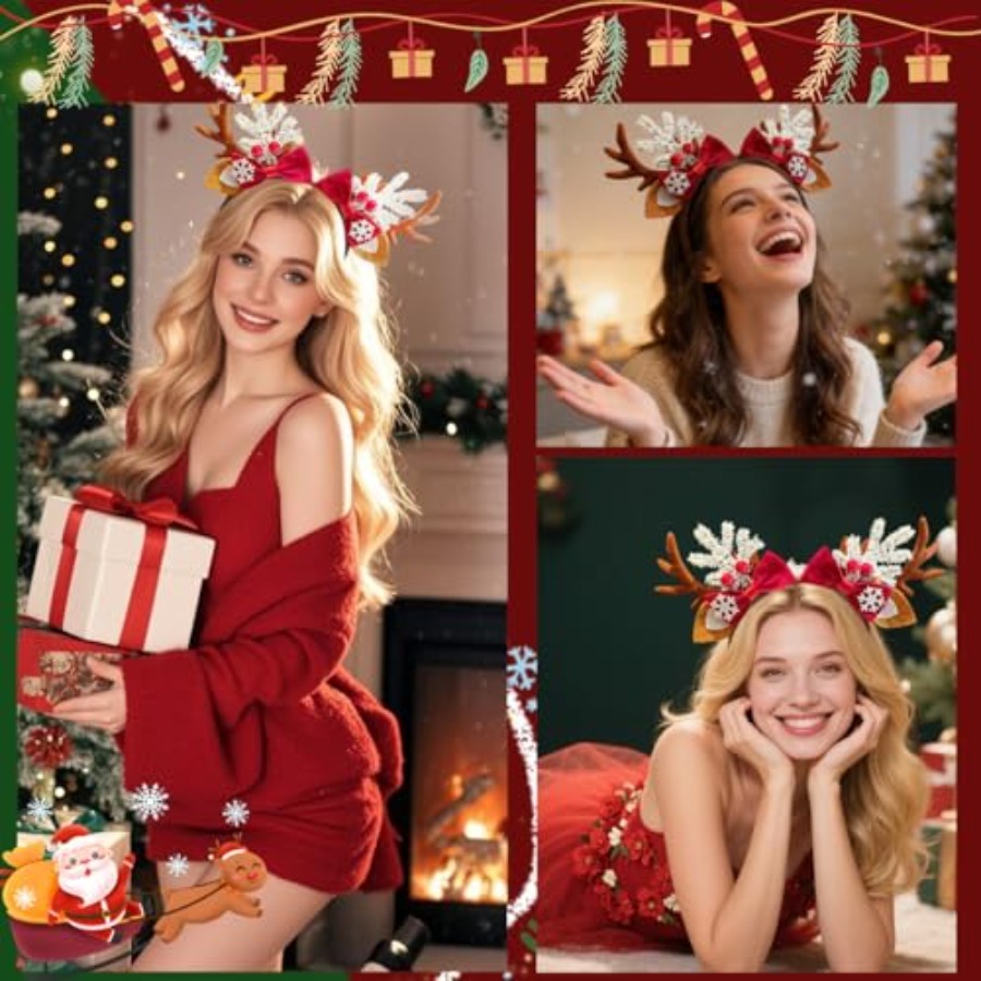 Tiara de Natal Fofa para Mulhe - Reindeer Antlers Headband avaliação e preço