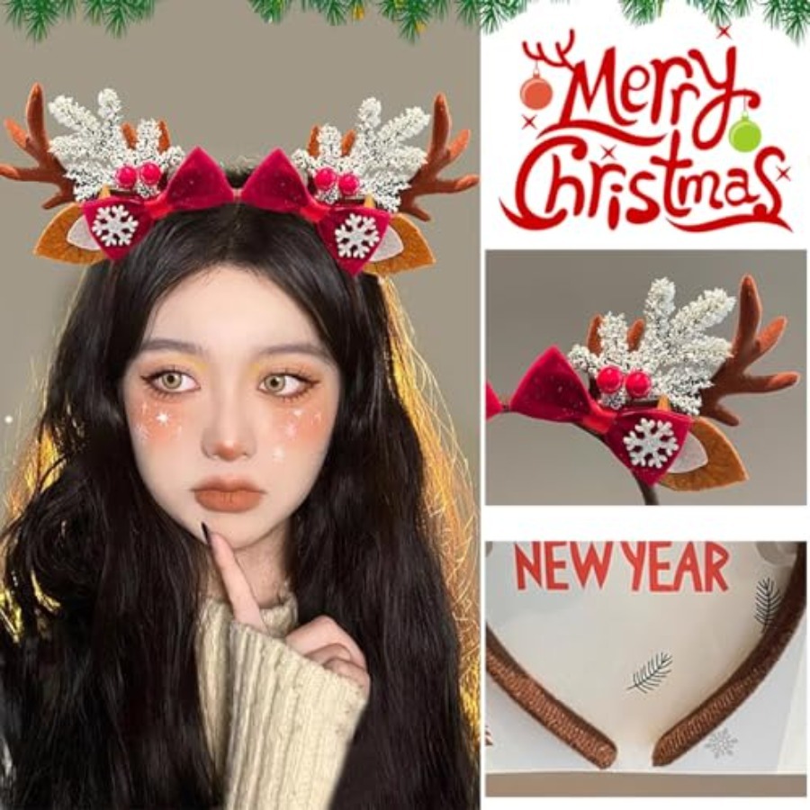 Tiara de Natal Fofa para Mulhe - Reindeer Antlers Headband avaliação e preço